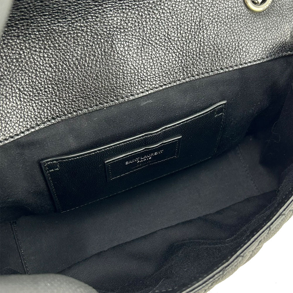 SAINT LAURENT Shoulder Bag leather black Envelope Satchel Women Used Authentic