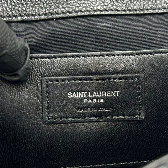 SAINT LAURENT Shoulder Bag leather black Envelope Satchel Women Used Authentic