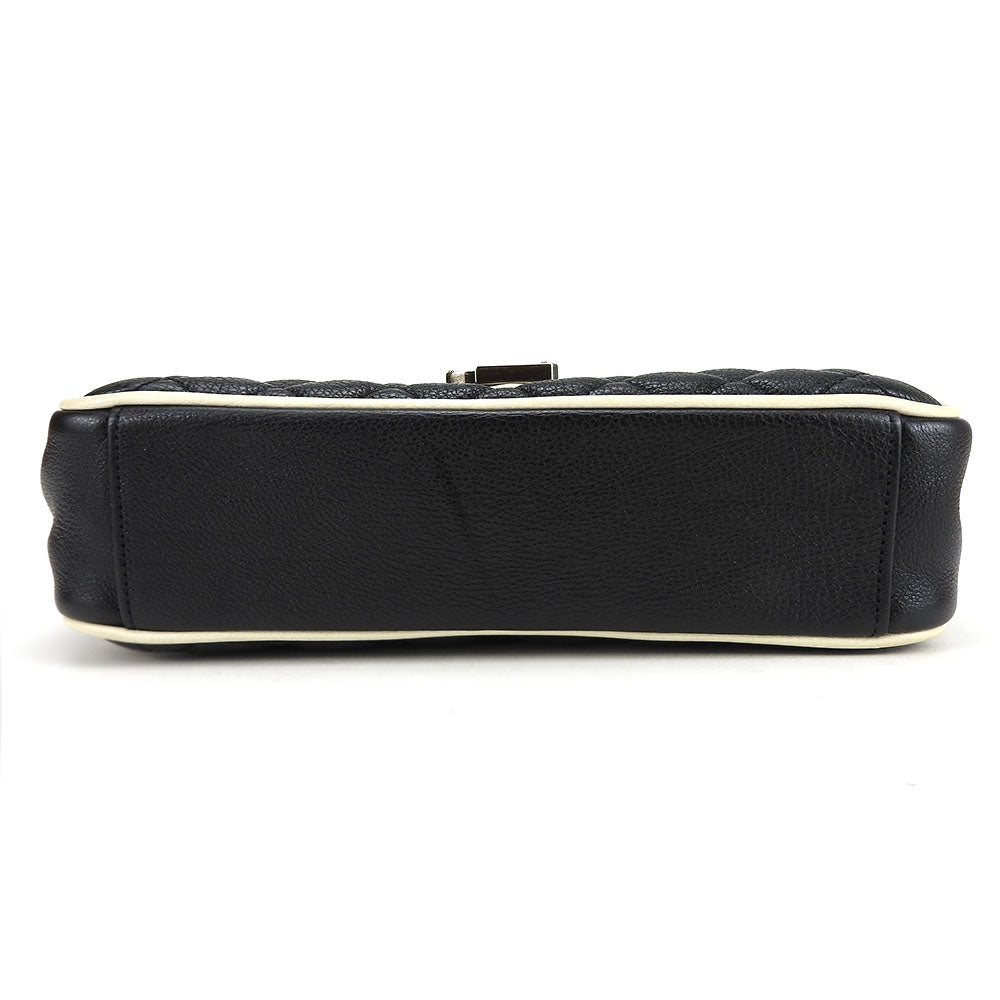 SAINT LAURENT Shoulder Bag leather black Envelope Satchel Women Used Authentic