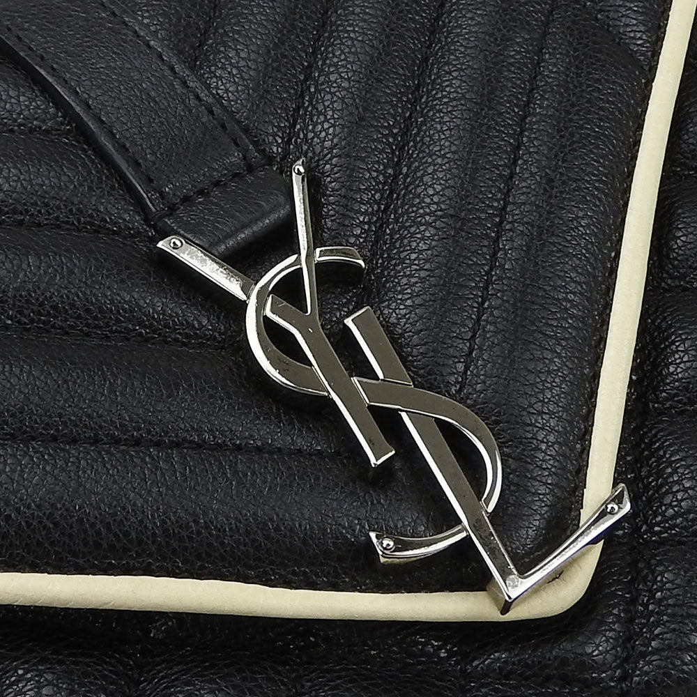SAINT LAURENT Shoulder Bag leather black Envelope Satchel Women Used Authentic