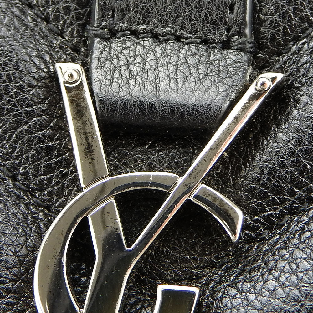 SAINT LAURENT Shoulder Bag leather black Envelope Satchel Women Used Authentic