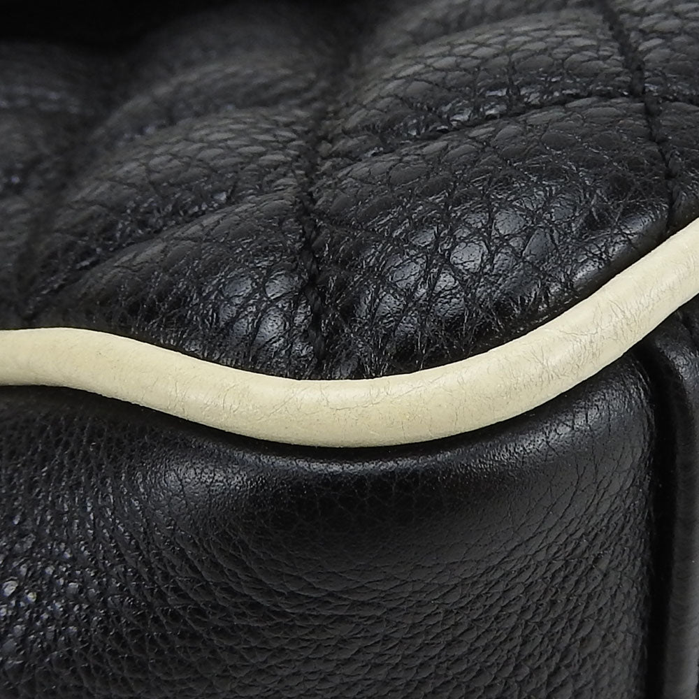 SAINT LAURENT Shoulder Bag leather black Envelope Satchel Women Used Authentic