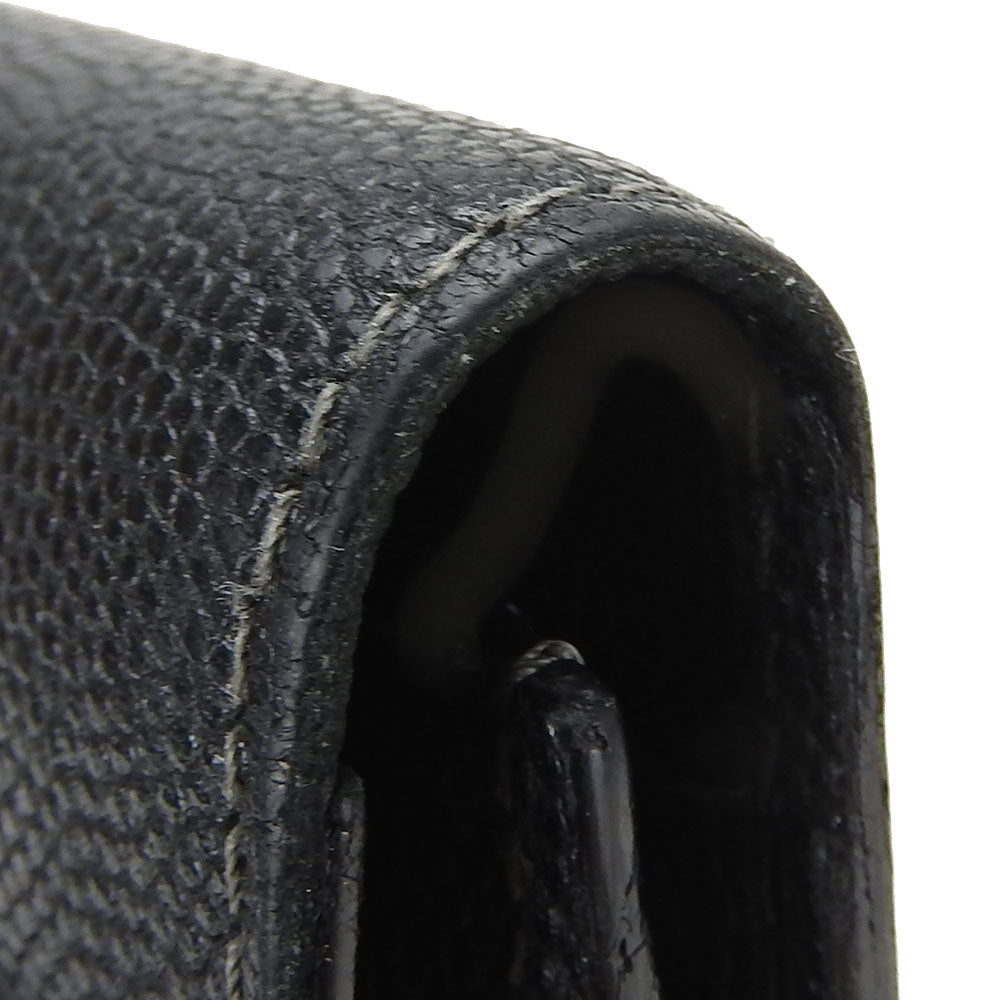 CARTIER Long Wallet Purse leather black Santos Do mens Used Authentic