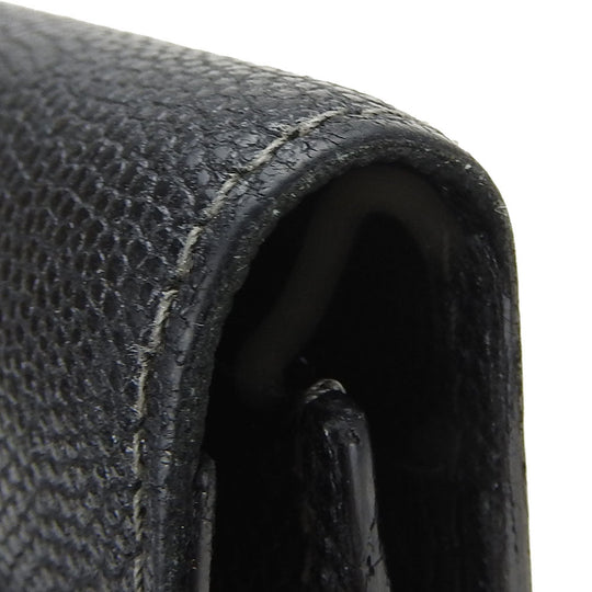 CARTIER Long Wallet Purse leather black Santos Do mens Used Authentic