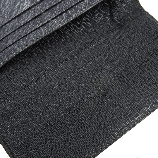 CARTIER Long Wallet Purse leather black Santos Do mens Used Authentic