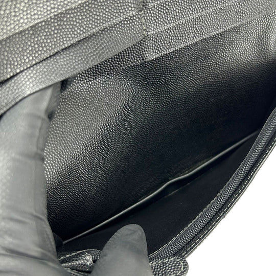 CARTIER Long Wallet Purse leather black Santos Do mens Used Authentic