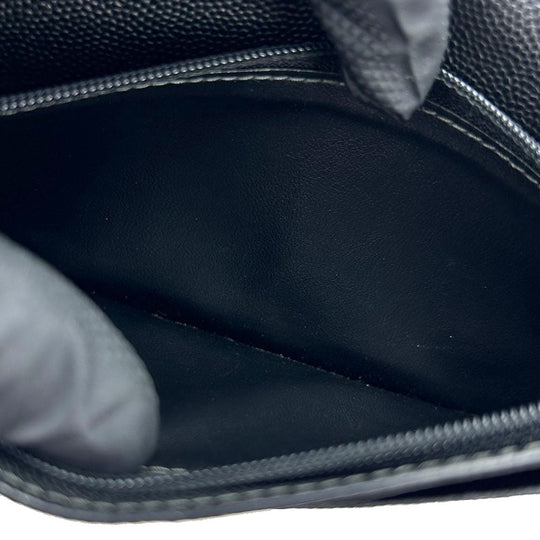 CARTIER Long Wallet Purse leather black Santos Do mens Used Authentic