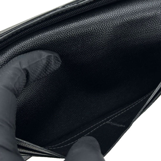CARTIER Long Wallet Purse leather black Santos Do mens Used Authentic