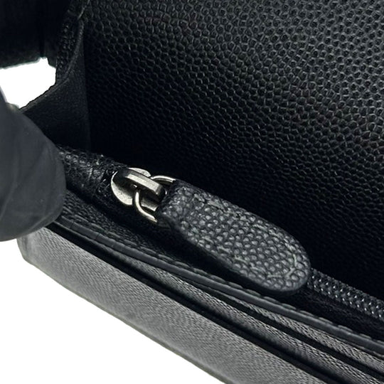 CARTIER Long Wallet Purse leather black Santos Do mens Used Authentic