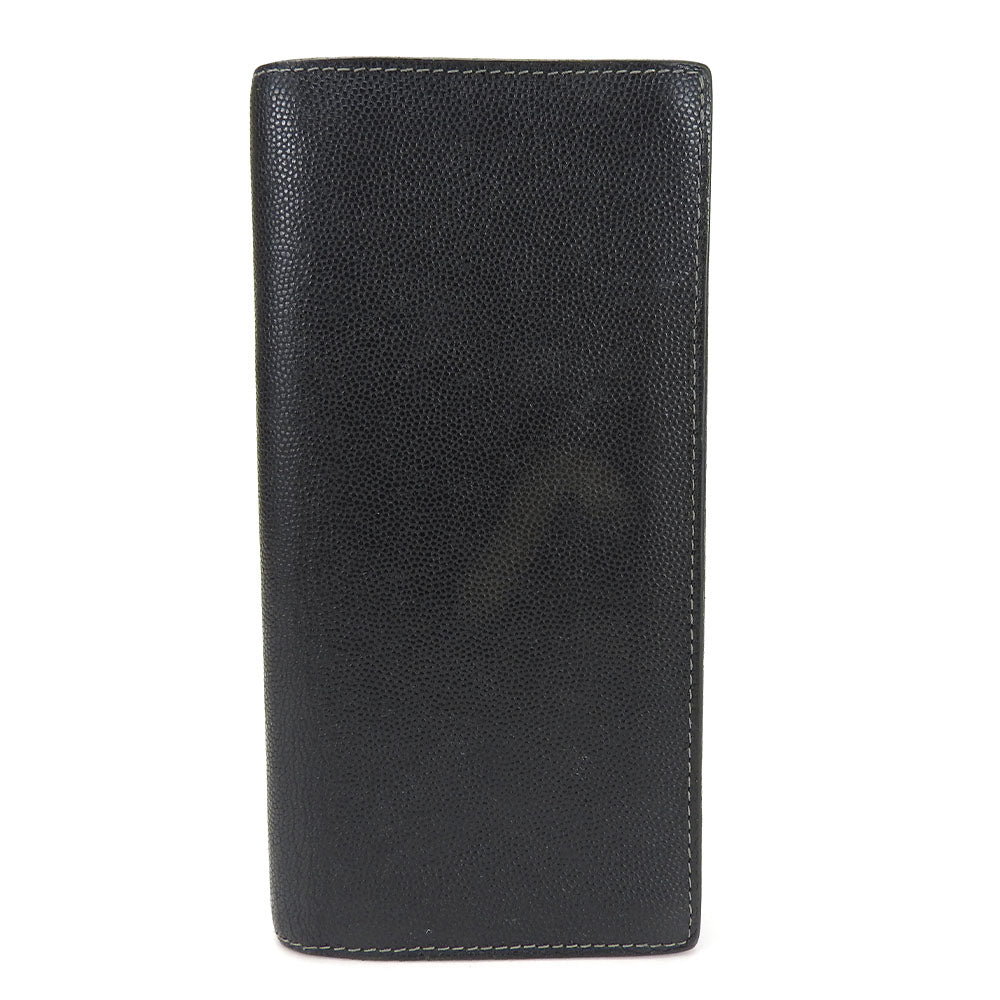 CARTIER Long Wallet Purse leather black Santos Do mens Used Authentic
