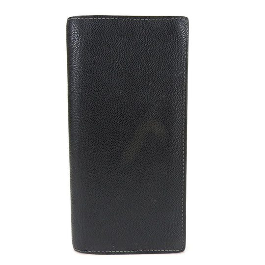 CARTIER Long Wallet Purse leather black Santos Do mens Used Authentic