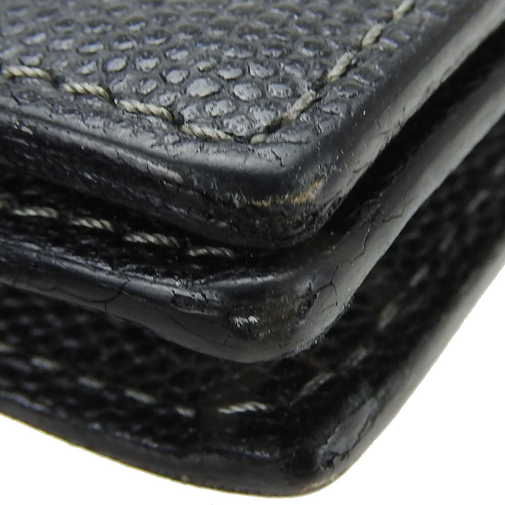 CARTIER Long Wallet Purse leather black Santos Do mens Used Authentic
