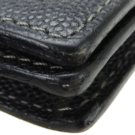 CARTIER Long Wallet Purse leather black Santos Do mens Used Authentic
