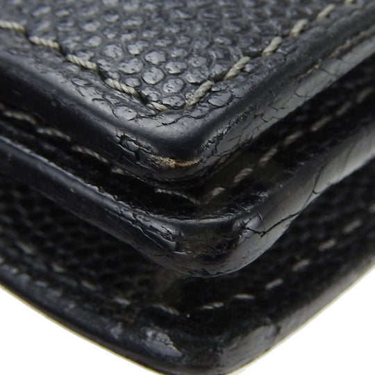 CARTIER Long Wallet Purse leather black Santos Do mens Used Authentic