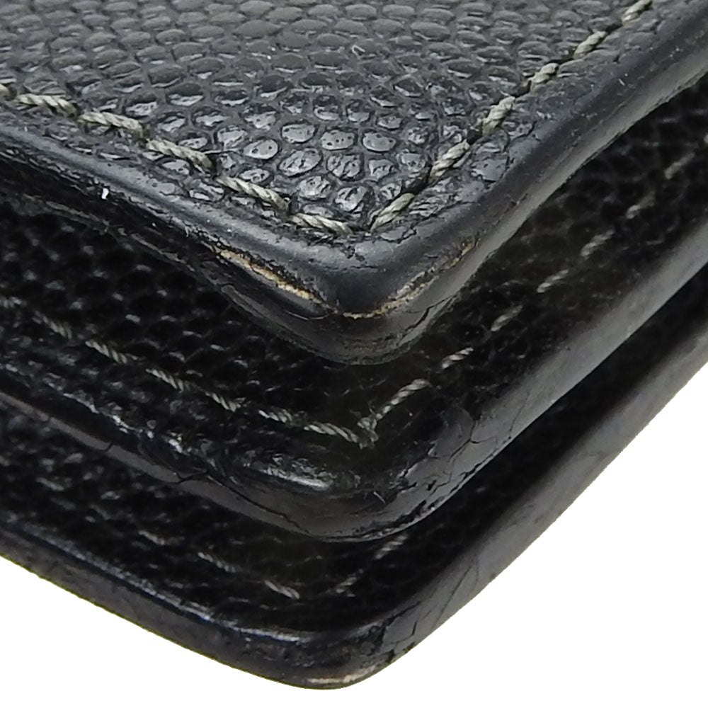 CARTIER Long Wallet Purse leather black Santos Do mens Used Authentic