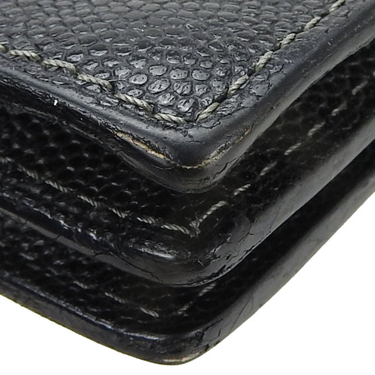 CARTIER Long Wallet Purse leather black Santos Do mens Used Authentic