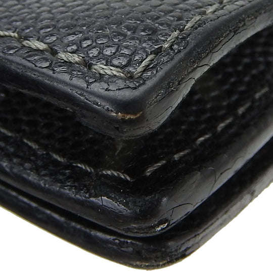 CARTIER Long Wallet Purse leather black Santos Do mens Used Authentic