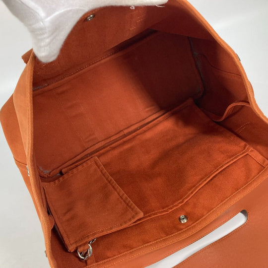 HERMES Tote Bag Canvas / Leather Orange bag handbag Valparaiso MM Women Used Authentic