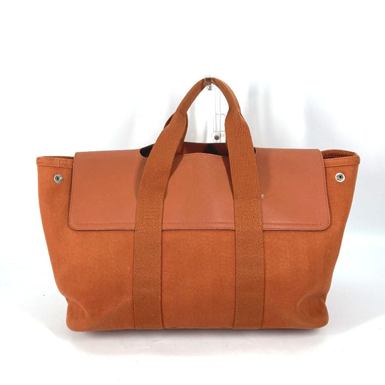 HERMES Tote Bag Canvas / Leather Orange bag handbag Valparaiso MM Women Used Authentic