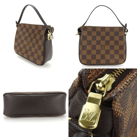 LOUIS VUITTON Pouch N51982 Damier canvas Brown Truth makeup Women Used Authentic