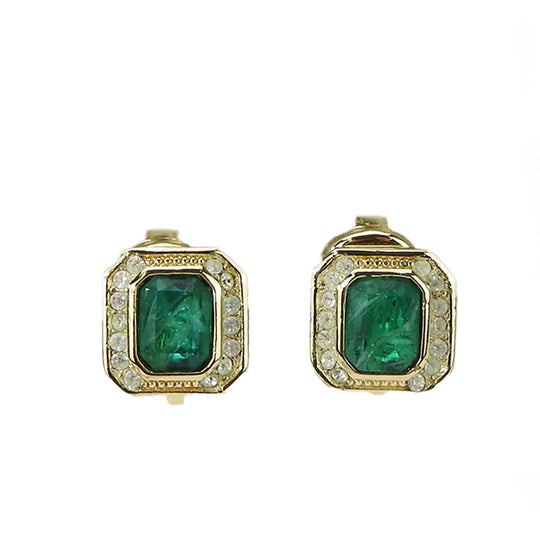 Christian Dior Earring Metal, Rhinestone gold Women Used Authentic