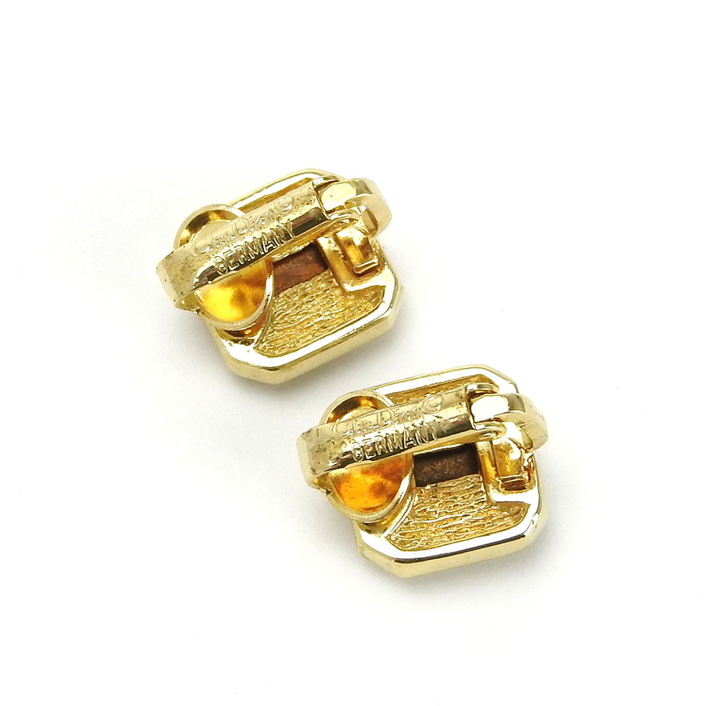 Christian Dior Earring Metal, Rhinestone gold Women Used Authentic
