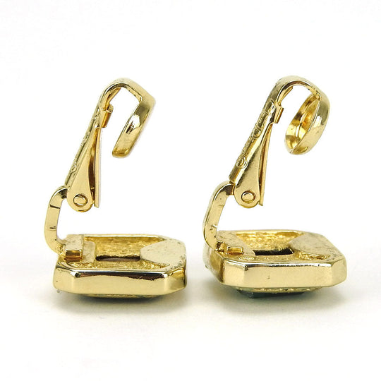 Christian Dior Earring Metal, Rhinestone gold Women Used Authentic