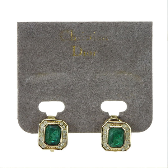 Christian Dior Earring Metal, Rhinestone gold Women Used Authentic