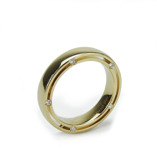 Damiani Ring K18 Yellow Gold, Diamond gold D side Women Used Authentic