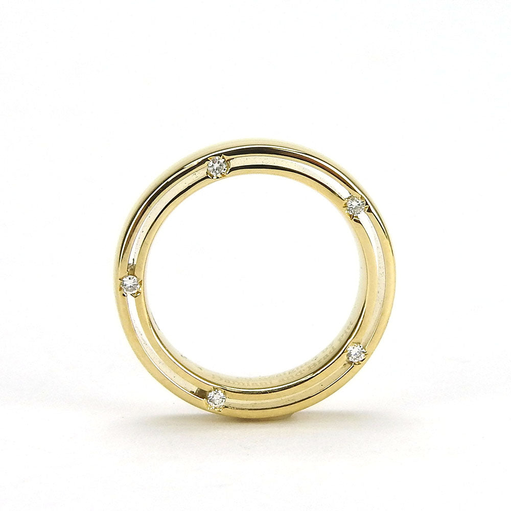 Damiani Ring K18 Yellow Gold, Diamond gold D side Women Used Authentic