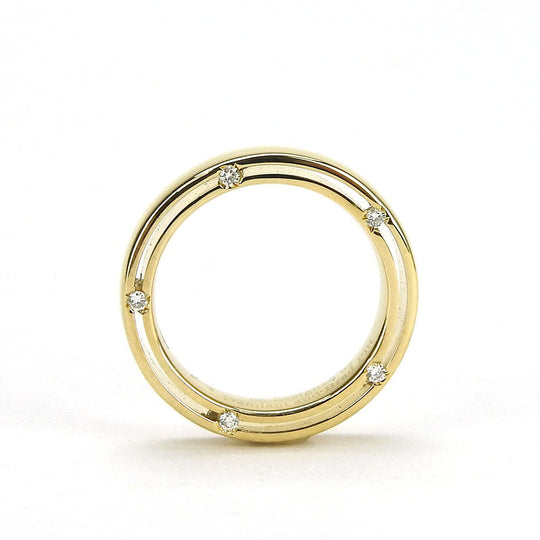 Damiani Ring K18 Yellow Gold, Diamond gold D side Women Used Authentic