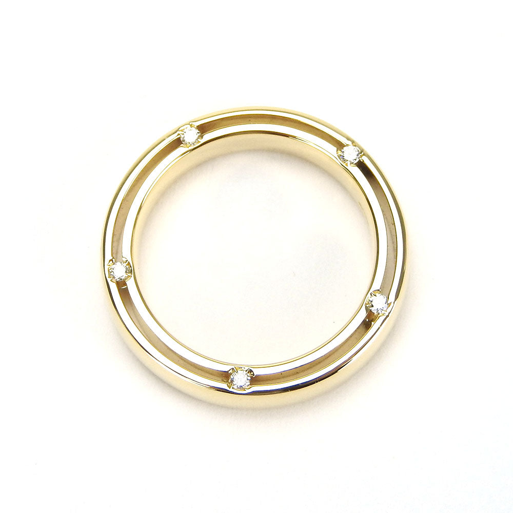 Damiani Ring K18 Yellow Gold, Diamond gold D side Women Used Authentic