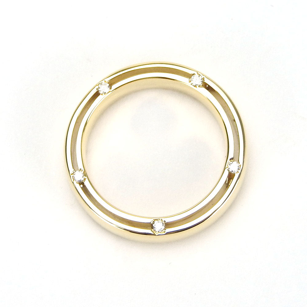 Damiani Ring K18 Yellow Gold, Diamond gold D side Women Used Authentic