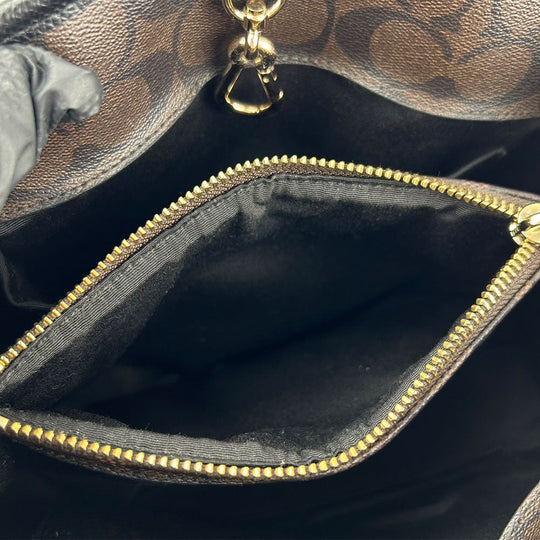 COACH Handbag F34605 PVC, Leather black Signature Women Used Authentic