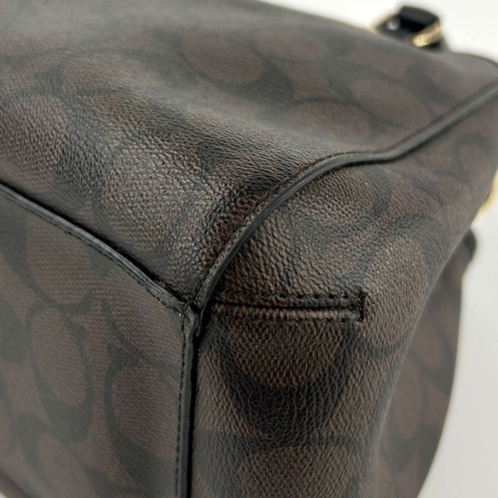 COACH Handbag F34605 PVC, Leather black Signature Women Used Authentic