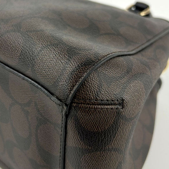 COACH Handbag F34605 PVC, Leather black Signature Women Used Authentic