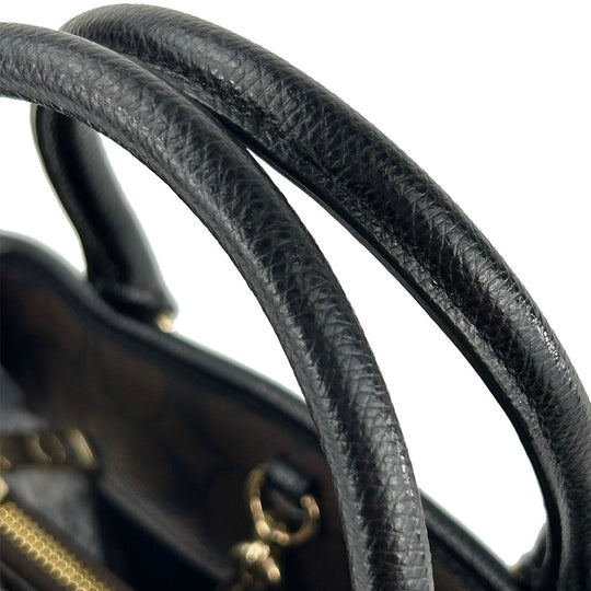 COACH Handbag F34605 PVC, Leather black Signature Women Used Authentic