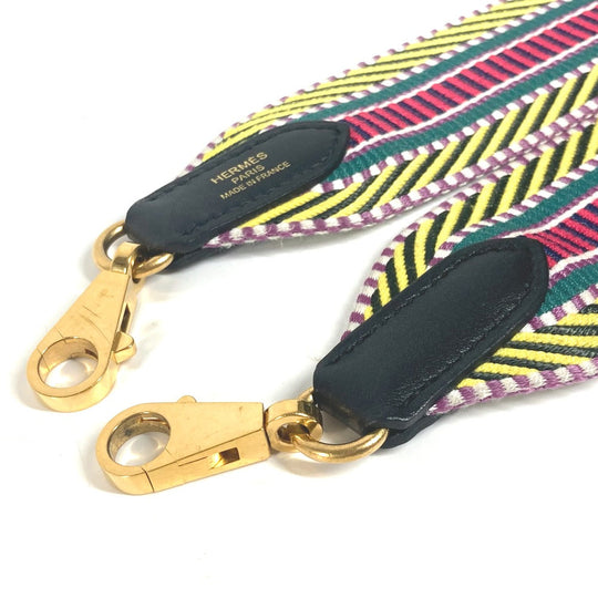 HERMES Shoulder strap Canvas / leather multicolor Sangle Kaval Women Used Authentic