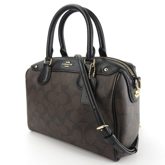 COACH Handbag F58312 Leather, PVC black Signature Mini Bennett Satchel Women Used Authentic