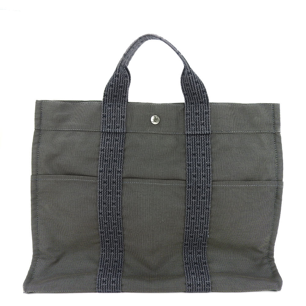 HERMES Tote Bag canvas gray Her Line Tote MM unisex(Unisex) Used Authentic