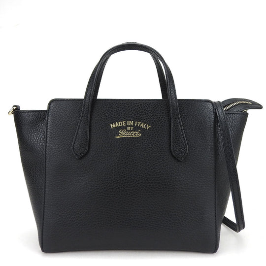 GUCCI Handbag 368827 leather black Swing Small Women Used Authentic
