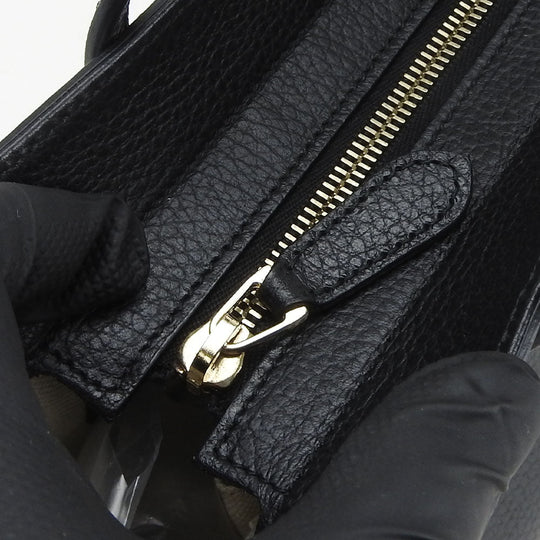 GUCCI Handbag 368827 leather black Swing Small Women Used Authentic