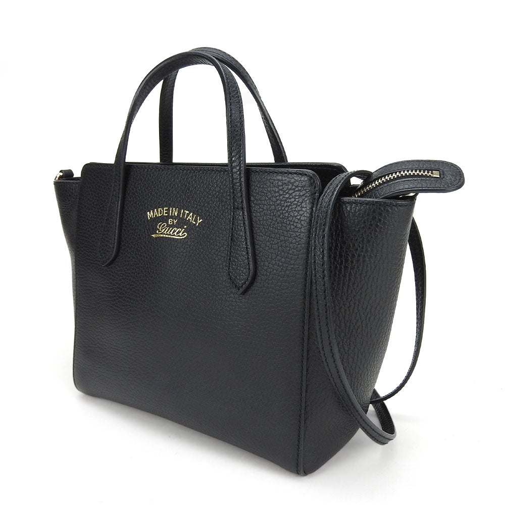GUCCI Handbag 368827 leather black Swing Small Women Used Authentic