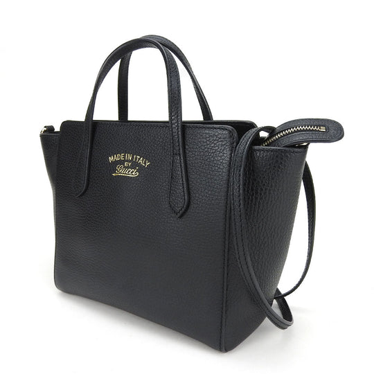 GUCCI Handbag 368827 leather black Swing Small Women Used Authentic