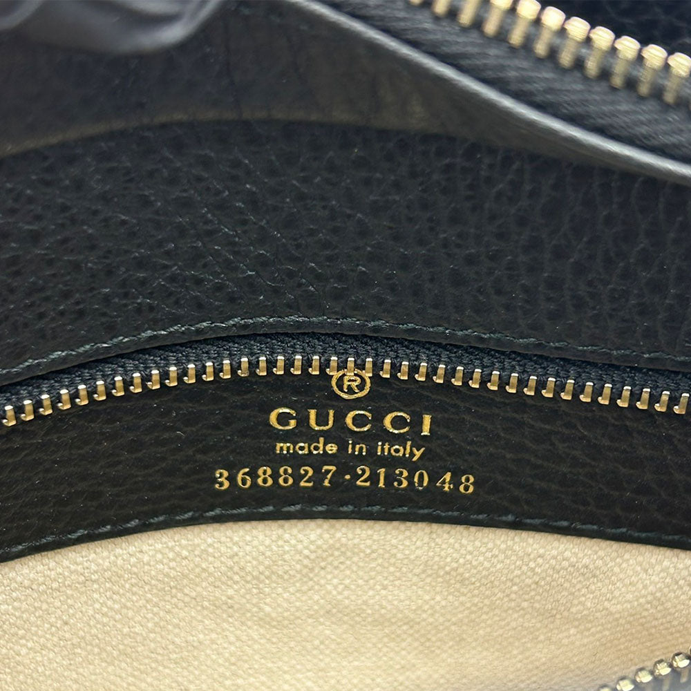 GUCCI Handbag 368827 leather black Swing Small Women Used Authentic