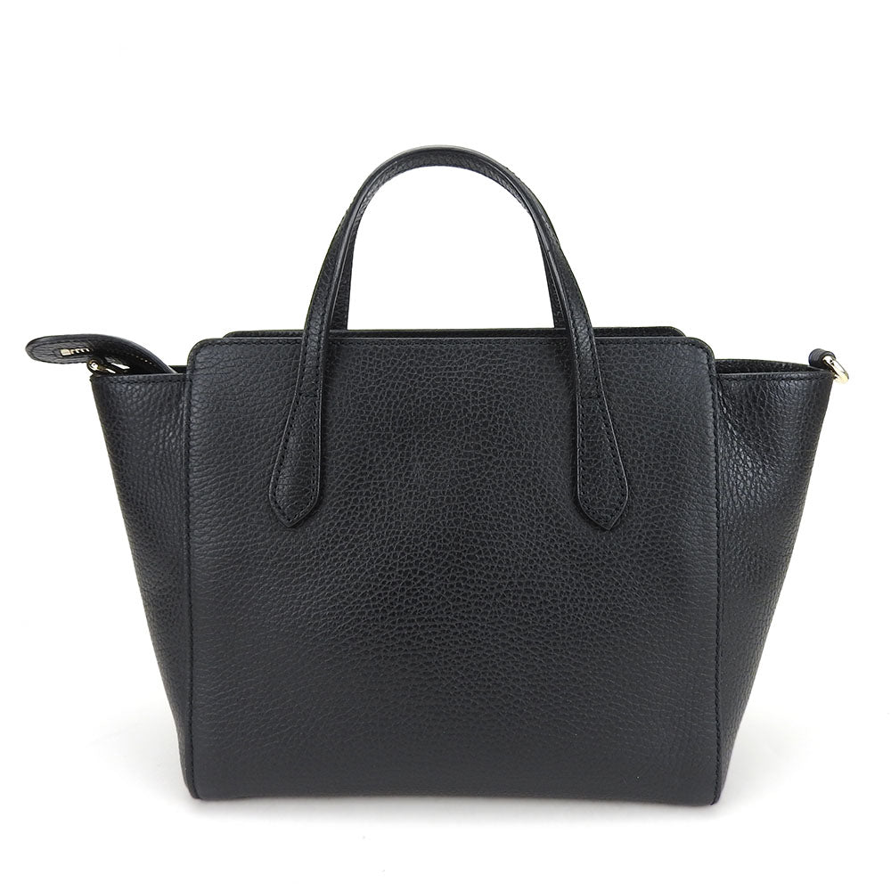 GUCCI Handbag 368827 leather black Swing Small Women Used Authentic