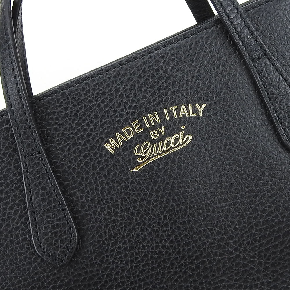 GUCCI Handbag 368827 leather black Swing Small Women Used Authentic