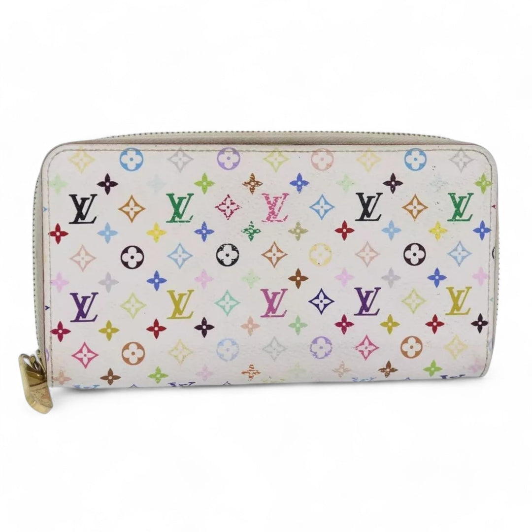 Louis Vuitton Monogram Zippy Wallet Multicolor White Long Wallet Womens