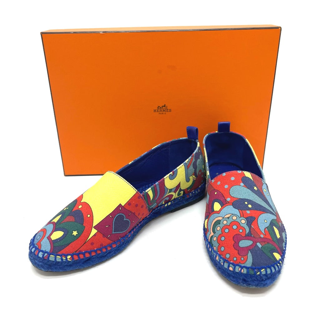 HERMES Slip-on cotton multicolor Espadrille Women 35 Used Authentic
