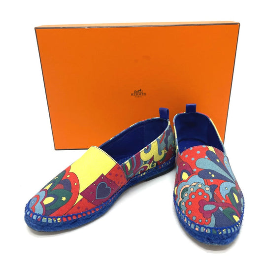 HERMES Slip-on cotton multicolor Espadrille Women 35 Used Authentic